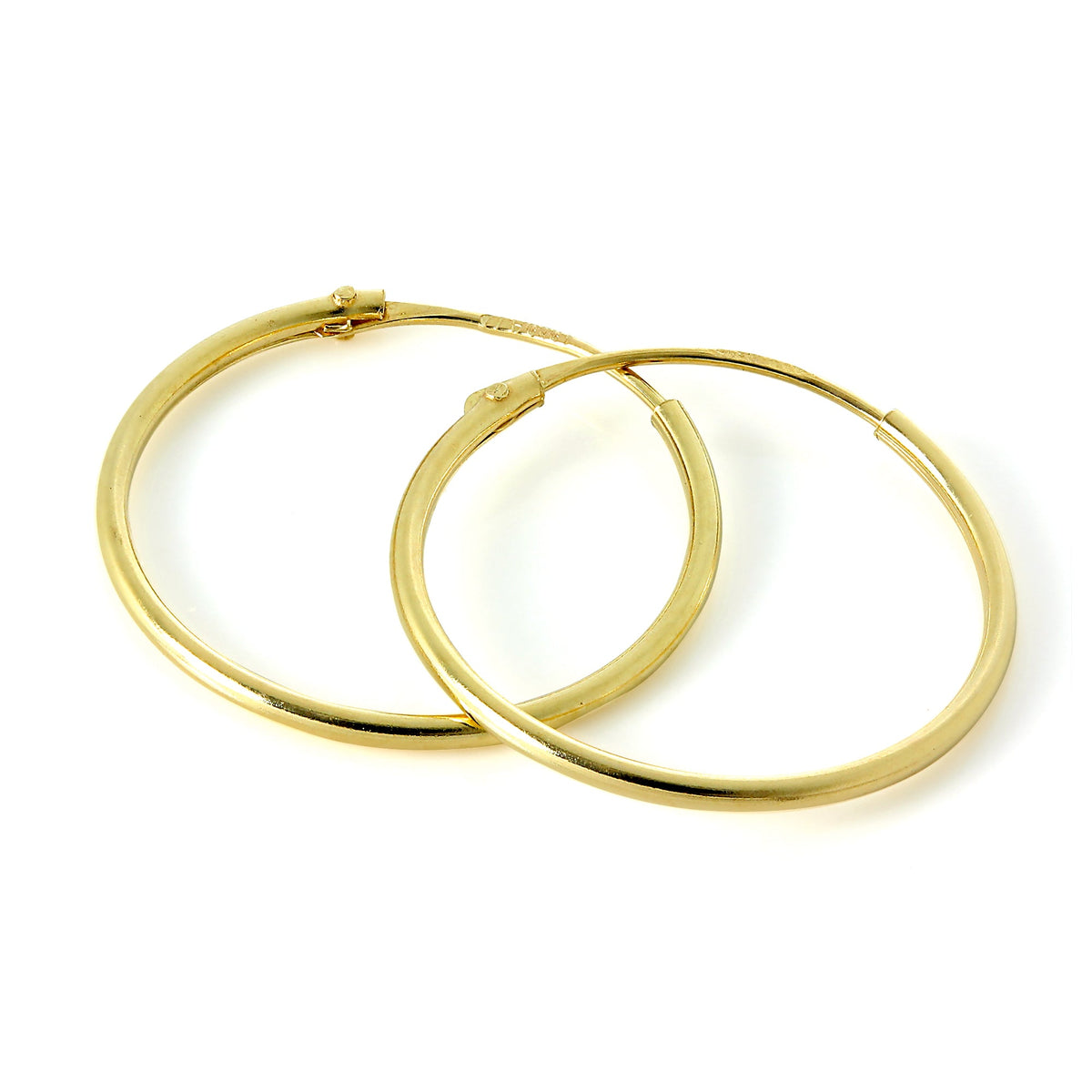 Boucles d'oreilles créoles légères en or jaune 14 carats, 10 mm - 13 mm