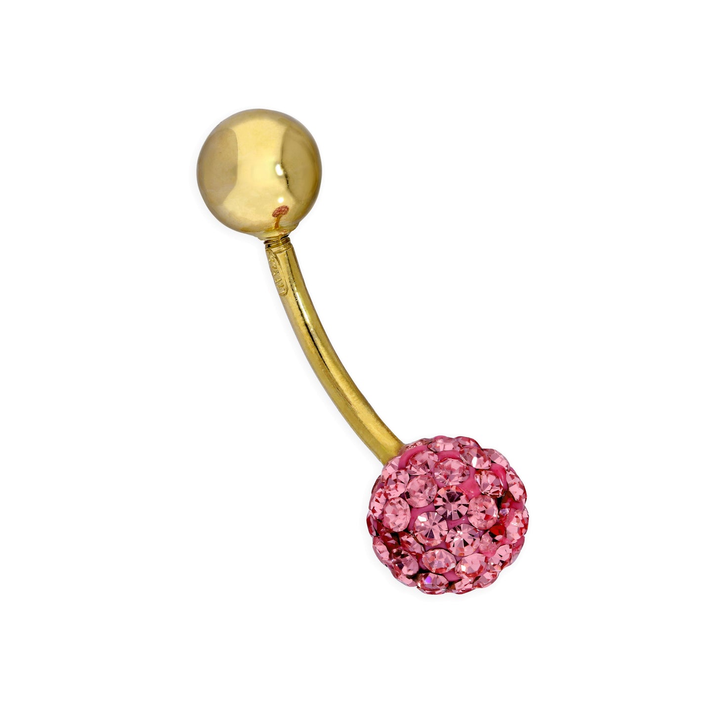 Piercing nombril en or 9 carats et cristal CZ rose