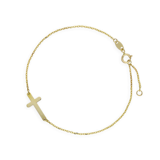 Bracelet croix en or 9 carats 5,5 pouces 6,5 pouces 7 pouces