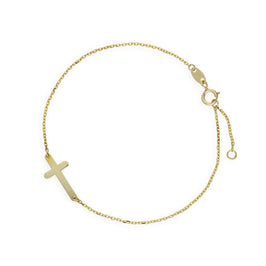 Bracelet croix en or 9 carats 14 cm 16 cm 18 cm