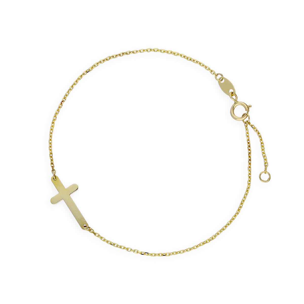 Bracelet croix en or 9 carats 14 cm 16 cm 18 cm