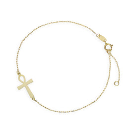 Bracelet Ankh en or 9 carats de 16,5 cm avec rallonge de 2,5 cm