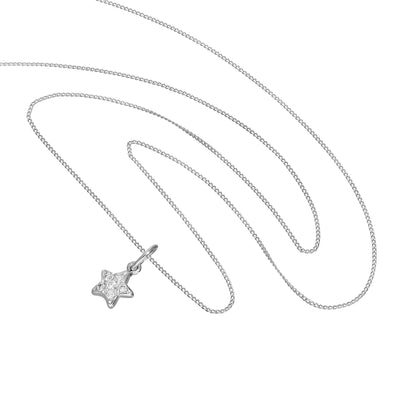 Collier avec pendentif étoile en or blanc 9 carats et cristal CZ transparent, 40 à 50 cm