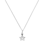 Collier avec pendentif étoile en or blanc 9 carats et cristal CZ transparent, 40 à 50 cm