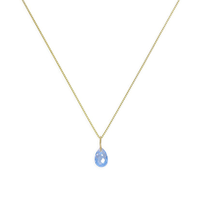 Collier pendentif en or 9 carats et larme bleue de 40 à 50 cm