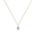Collier pendentif en or 9 carats et larme bleue de 40 à 50 cm