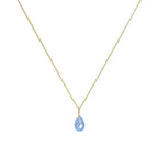 Collier pendentif en or 9 carats et larme bleue de 40 à 50 cm