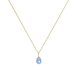 Collier pendentif en or 9 carats et larme bleue de 40 à 50 cm