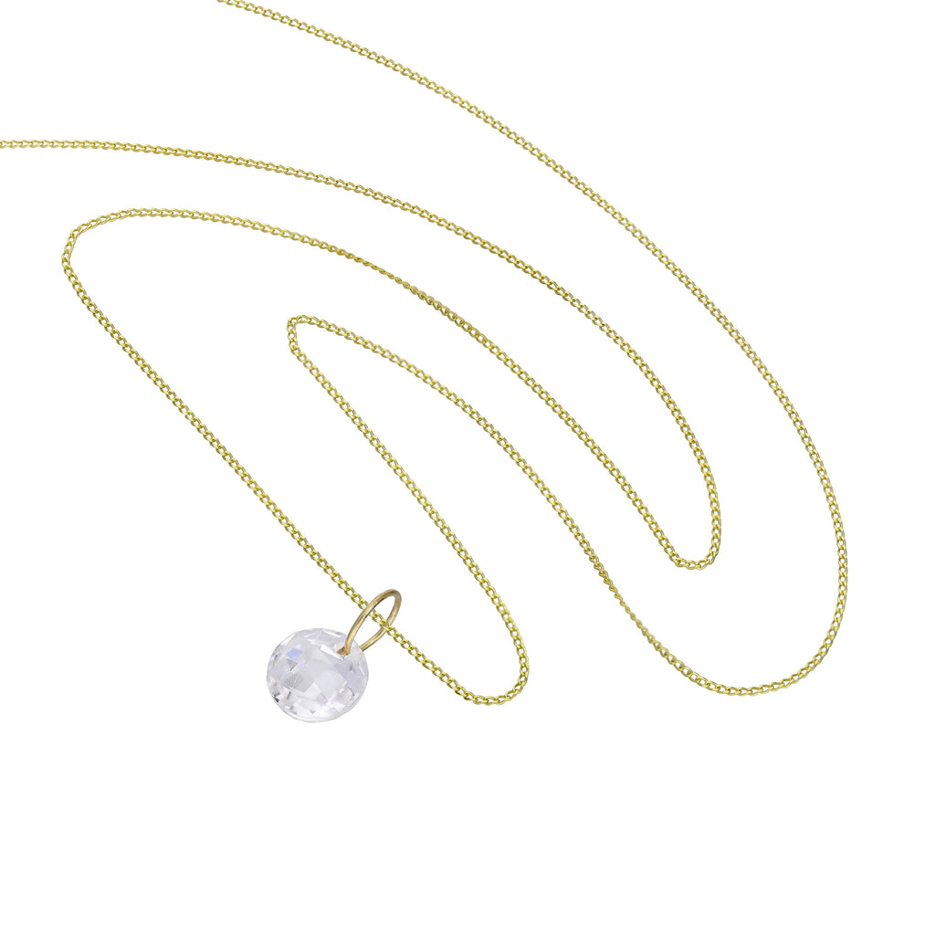 Collier pendentif en or 9 carats et cristal CZ transparent de 40 à 50 cm
