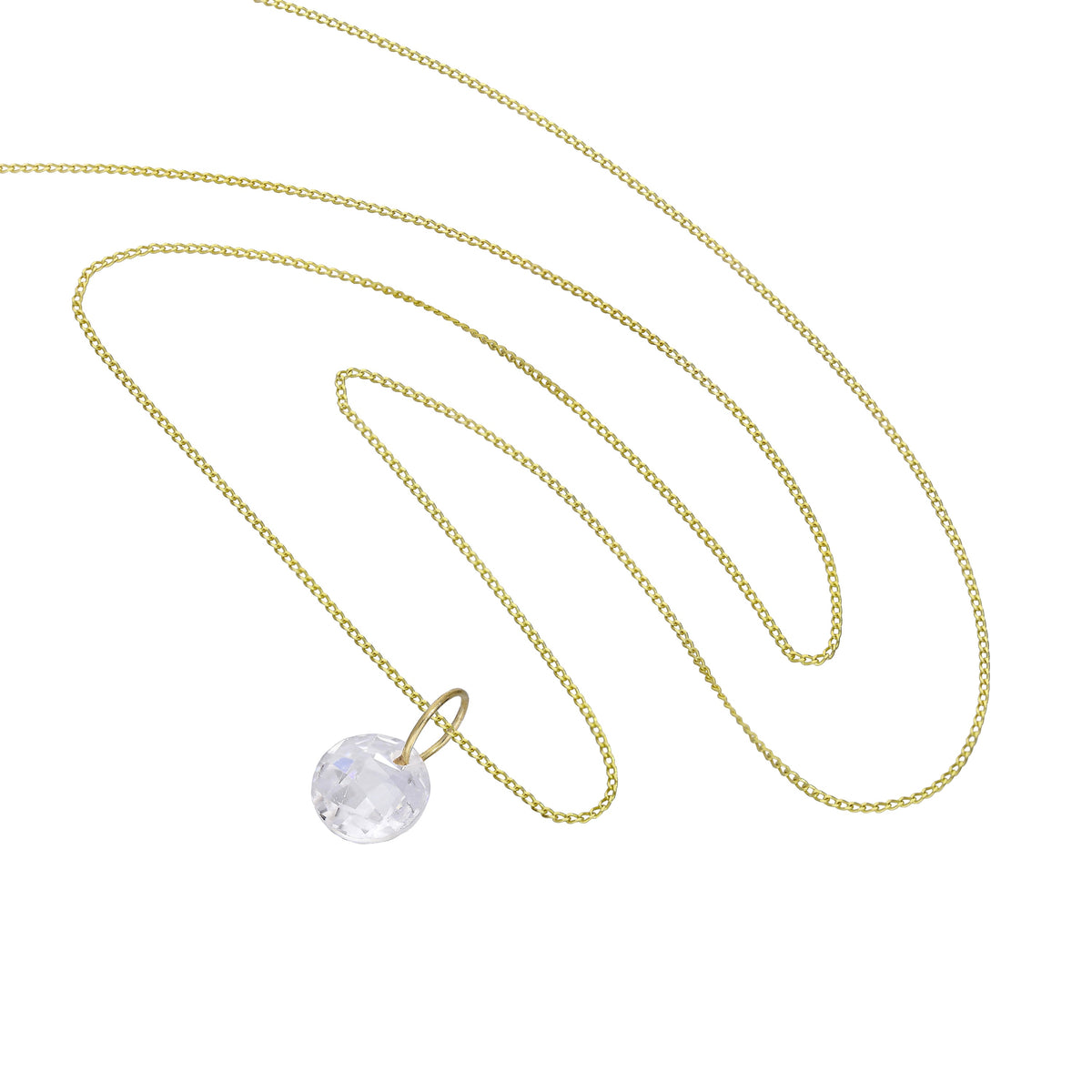 Collier pendentif en or 9 carats et cristal CZ transparent de 40 à 50 cm