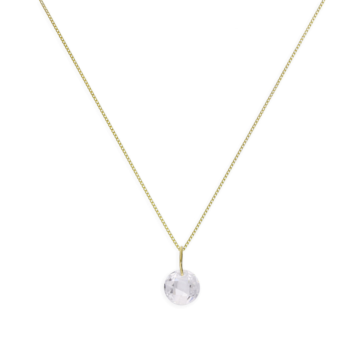 Collier pendentif en or 9 carats et cristal CZ transparent de 40 à 50 cm