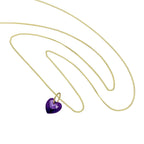 Collier pendentif cœur en or 9 carats et cristal CZ violet, 40 à 50 cm