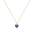 Collier pendentif cœur en or 9 carats et cristal CZ violet, 40 à 50 cm