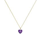 Collier pendentif cœur en or 9 carats et cristal CZ violet, 40 à 50 cm