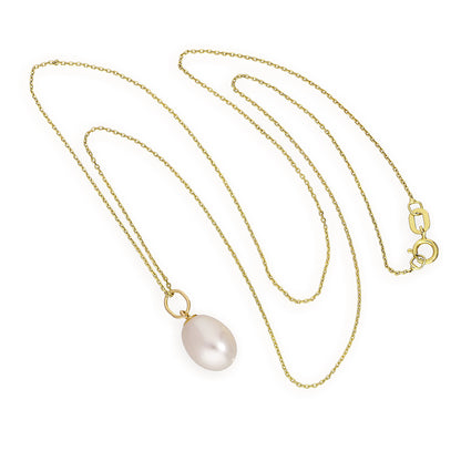 Collier avec pendentif en or 9 carats et perles d'eau douce de 40 à 50 cm
