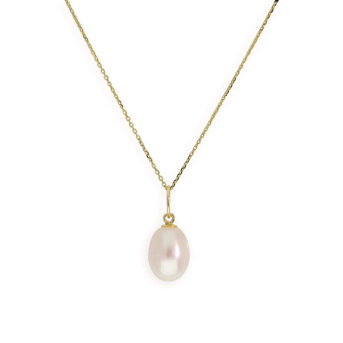 Collier avec pendentif en or 9 carats et perles d'eau douce de 40 à 50 cm