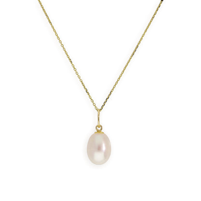 Collier avec pendentif en or 9 carats et perles d'eau douce de 40 à 50 cm