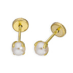 Boucles d'oreilles à tige en or 9 carats et perles de 4 mm avec fermoir à vis