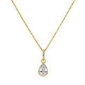 Collier pendentif en forme de larme en or 9 carats et cristal CZ transparent, 40 à 50 cm