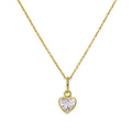 Collier pendentif cœur en or 9 carats et cristal CZ transparent, 40 à 50 cm