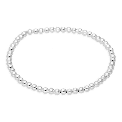 Bracelet extensible en argent sterling de 18 cm et perles gourmettes de 3 mm