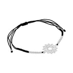 Bracelet chakra du cœur en argent sterling et cordon noir