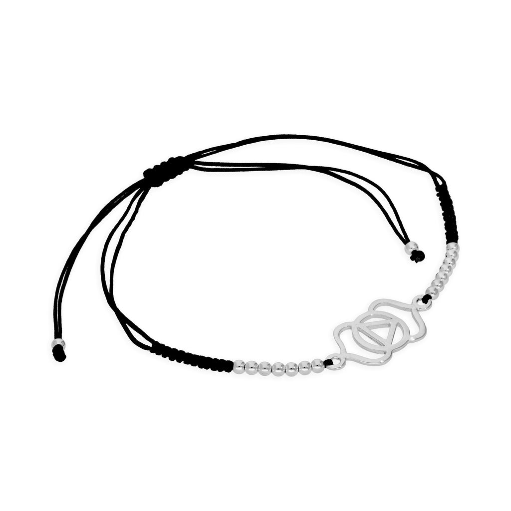 Bracelet chakra du troisième œil en argent sterling et cordon noir