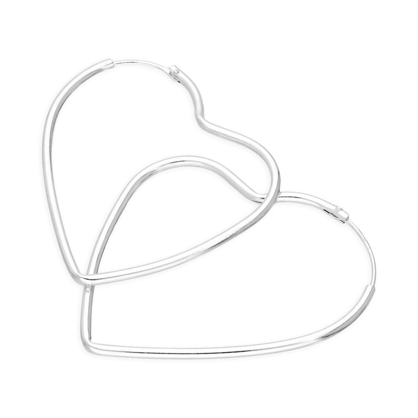 Grandes boucles d'oreilles créoles en argent sterling en forme de cœur de 42 mm