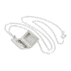 Médaillon rectangulaire en argent sterling avec motif floral sur chaîne de 40 à 61 cm
