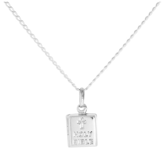 Médaillon de la Sainte Bible en argent sterling sur chaîne de 40 à 61 cm