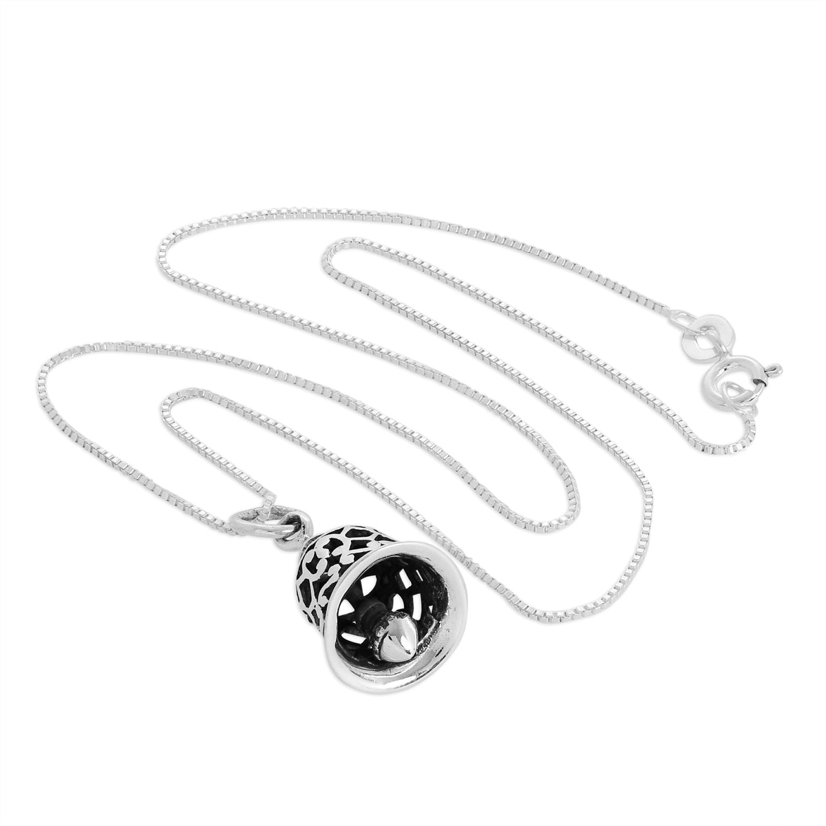 Collier pendentif cloche 3D en argent sterling de 35 à 55 cm