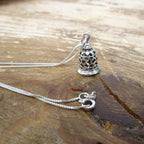 Collier pendentif cloche 3D en argent sterling de 35 à 55 cm