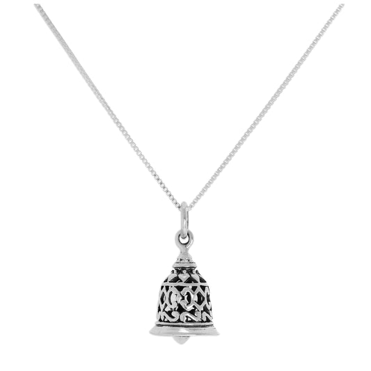 Collier pendentif cloche 3D en argent sterling de 35 à 55 cm