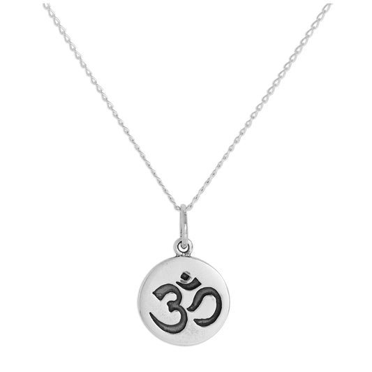 Collier pendentif rond Omh en argent sterling de 14 à 32 pouces