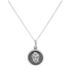 Collier pendentif rond en argent sterling avec visage de Bouddha de 35 à 81 cm