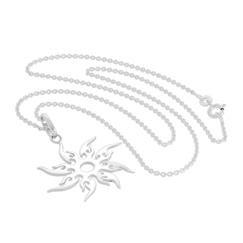 Collier pendentif soleil flamboyant en argent sterling de 40 à 61 cm