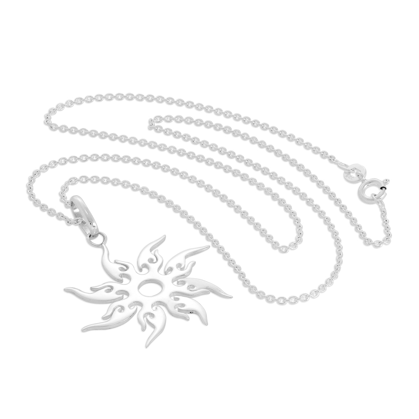 Collier pendentif soleil flamboyant en argent sterling de 40 à 61 cm