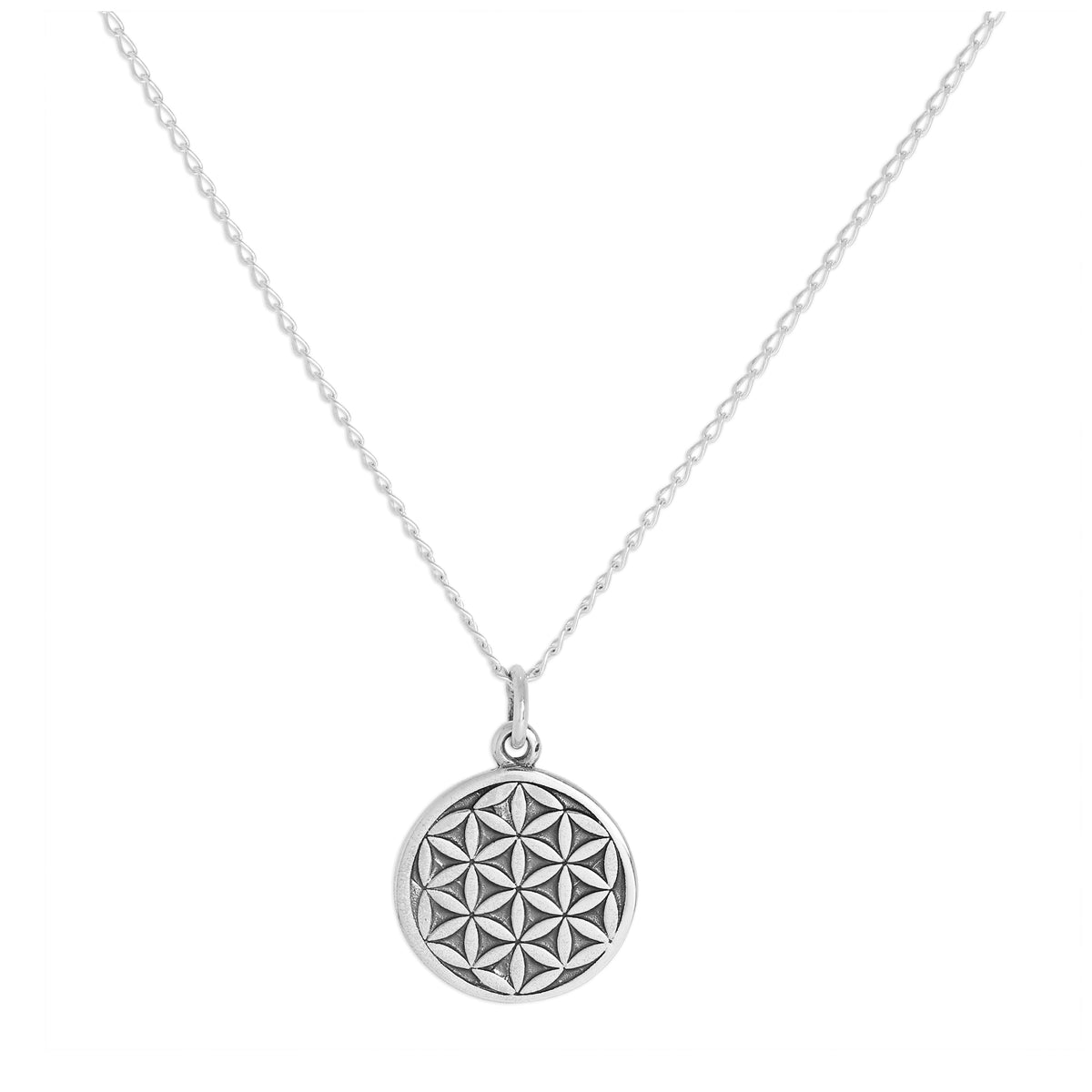 Collier pendentif Fleur de vie en argent sterling de 35 à 81 cm