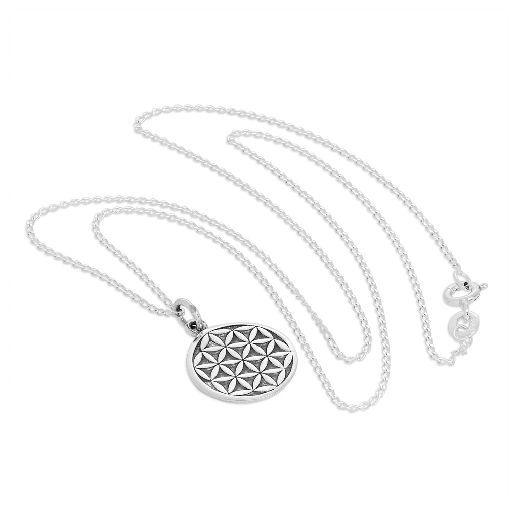 Collier pendentif Fleur de vie en argent sterling de 35 à 81 cm
