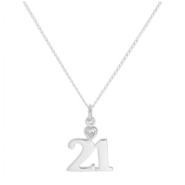 Pendentif en argent sterling 21 avec cœur en cristal CZ transparent sur chaîne de 40 à 61 cm