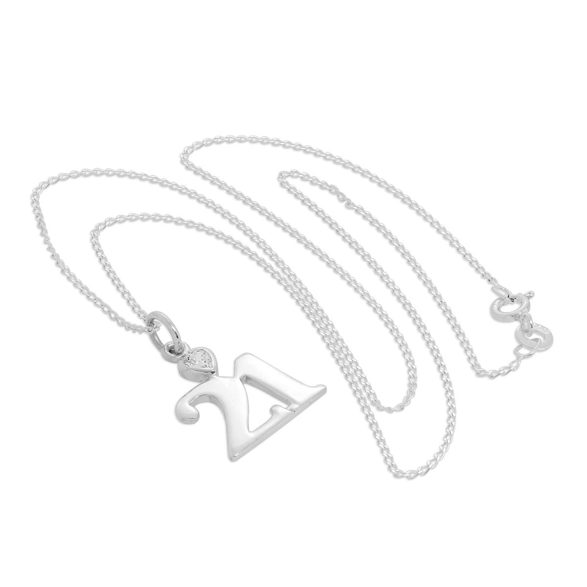 Pendentif en argent sterling 21 avec cœur en cristal CZ transparent sur chaîne de 40 à 61 cm