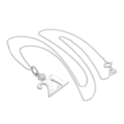 Pendentif en argent sterling 21 avec cœur en cristal CZ transparent sur chaîne de 40 à 61 cm