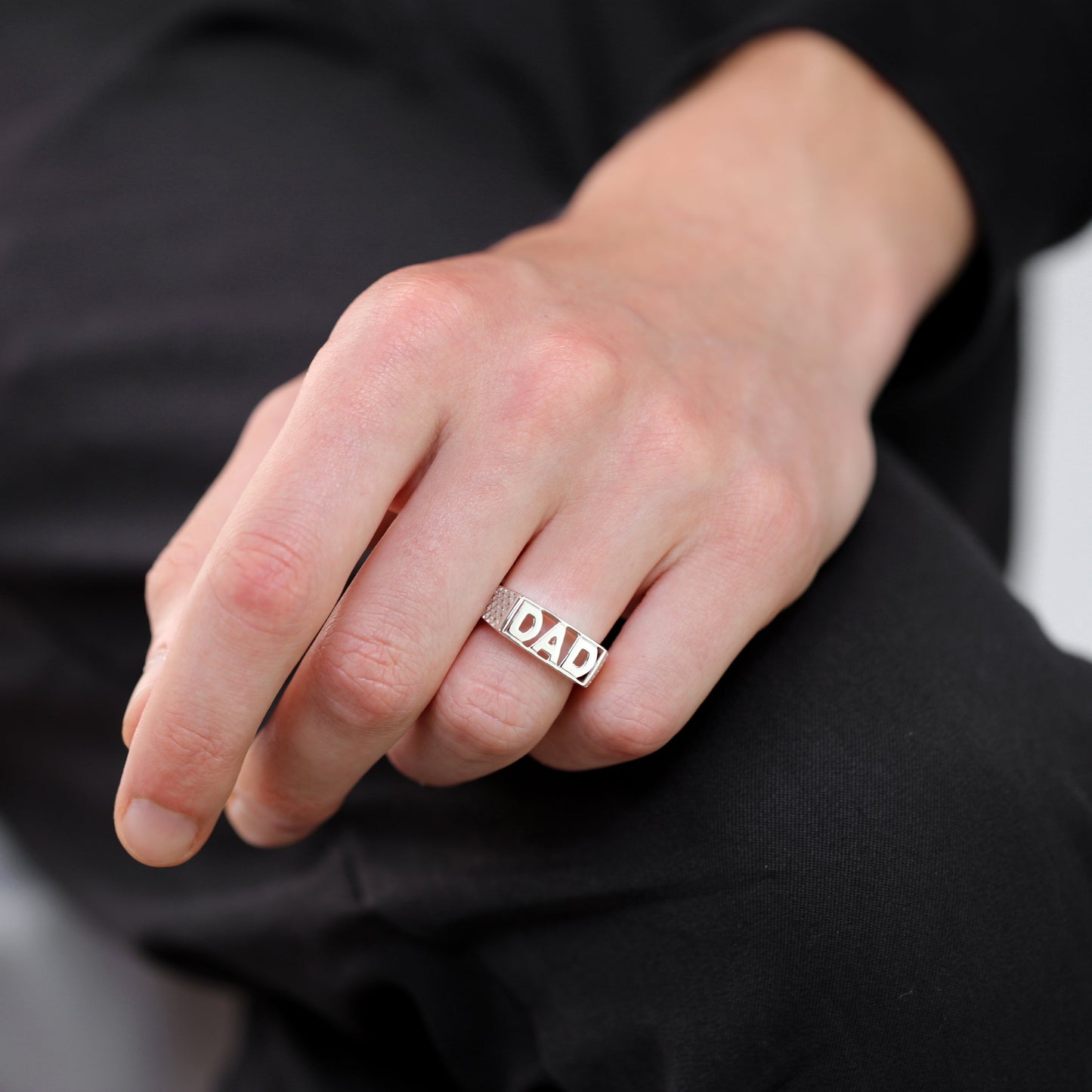 Bague papa en argent sterling, tailles L à Z+2