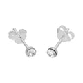Boucles d'oreilles à tige en argent sterling et cristal transparent rond de 3 mm