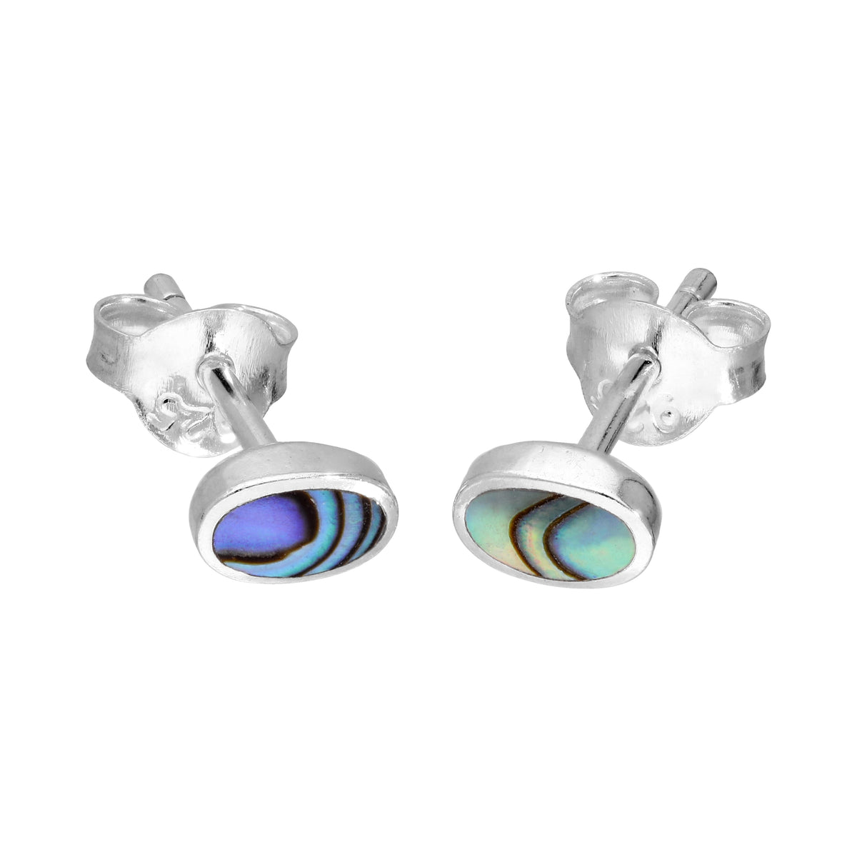 Boucles d'oreilles à tige en argent sterling et ormeau ovale de 6 mm