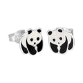 Boucles d'oreilles à tige en argent sterling et émail en forme de panda