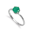 Bague en argent sterling et émeraude ronde de 6 mm, tailles 48 à 62,5