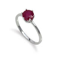 Bague en argent sterling et rubis rond de 6 mm, tailles 48 à 62,5