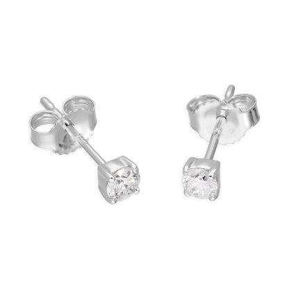 Boucles d'oreilles solitaires rondes en or blanc 9 carats et diamants de 0,23 carat sertis à 4 griffes