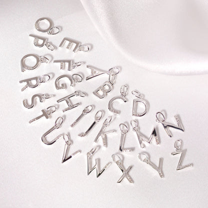 Pendentif lettre de l'alphabet A à Z en argent sterling et triple diamant 1,2 pt